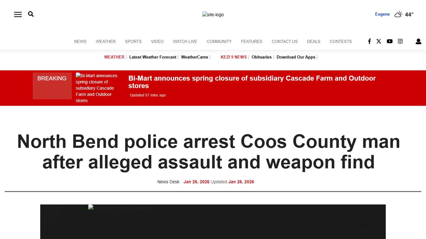 North Bend police arrest Coos County man after alleged assault and weapon find Local kezi.com